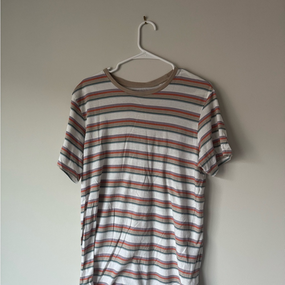 PacSun Striped Short Sleeve Tee in Light Cream and Rust